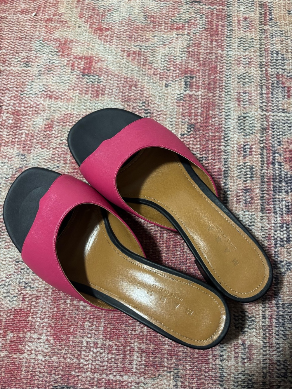 Marni Hot Pink and Black Slip-On Mules - Picture 4 of 5